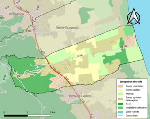 Carte en couleurs présentant l'occupation des sols.