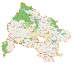 Mapa konturowa gminy wiejskiej Chojnów, blisko centrum po lewej na dole znajduje się punkt z opisem „Osetnica”