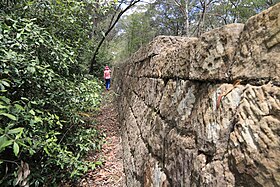 Convict-built stone embankment, St Alban's Road Ramp, Great North Road, NSW.