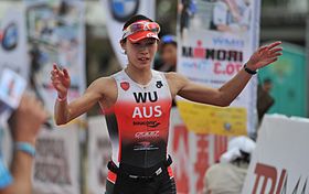 Michelle Wu als Siegerin beim Ironman 70.3 Taiwan 2011