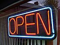 A neon "OPEN" sign, popular among U.S. businesses since the mid-1980s.[34][35]