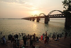 Sunset over Godavari Arch Bridge