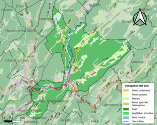 Carte en couleurs présentant l'occupation des sols.