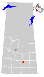 Location of Regina in the SE quadrant of Saskatchewan