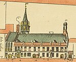 Stadhuis van Leiden naar het stratenboek van Salomon Davidsz van Dulmanhorst en Jan Pietersz Dou (ca. 1583)