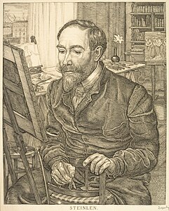 Pieter Dupont, Portrait de T. A. Steinlen (1901), gravure, Lawrence (Kansas), Spencer Museum of Art[14].