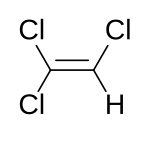 Structuurformule van trichlooretheen