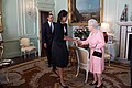 President Barack Obama and First Lady Michelle Obama with Queen Elizabeth II in the Buckingham Palace, 2009.