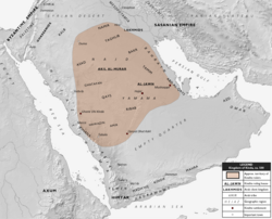 Map showing approximate extent of the Kingdom of Kinda, c. 500