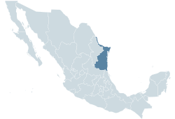 Location o Tamaulipas athin Mexico