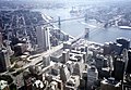 A World Trade Center view of the Manhattan Bridge, Brooklyn Bridge, and the East river.