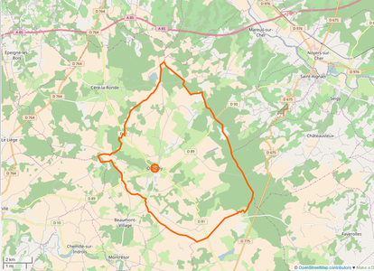 Carte représentant les limites territoriales d'une commune.