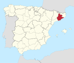 Map of Spain with Province of Barcelona highlighted