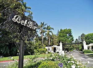 The East Gate entrance to Bel Air at Beverly Glen and Sunset Blvds.