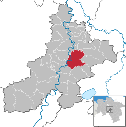 Läget för staden Nienburg/Weser (Weser) i Landkreis Nienburg/Weser