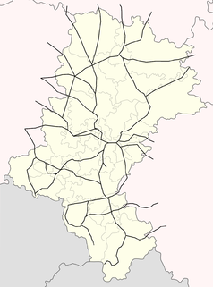 Mapa konturowa województwa śląskiego, u góry znajduje się punkt z opisem „Herby Nowe”