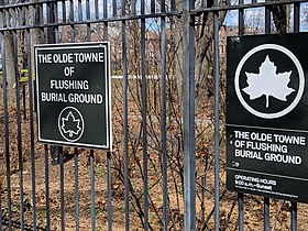 NYC Parks Dept fencing, signs, South of burial ground