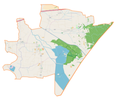 Mapa konturowa gminy Stubno, blisko lewej krawiędzi znajduje się punkt z opisem „Barycz”