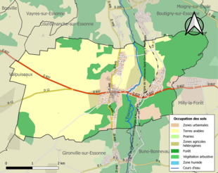 Carte en couleurs présentant l'occupation des sols.