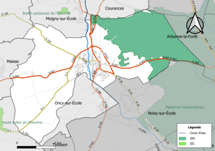 Carte des zones Natura 2000 de la commune.