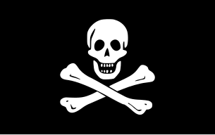 black flag with traditional skull and crossbones