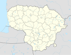 Mapa konturowa Litwy, w centrum znajduje się punkt z opisem „miejsce bitwy”