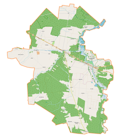 Mapa konturowa gminy Sulejów, blisko centrum u góry znajduje się punkt z opisem „Przygłów”