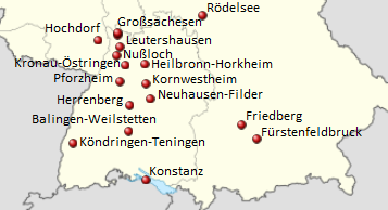 Lage der Vereine der Staffel Süd