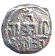 The reverse of the Rajadhiraja Chola II coin with his name in Devanagari