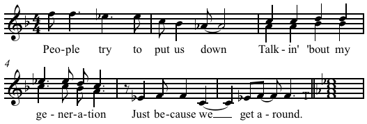 "My Generation" vocal melody with call and response