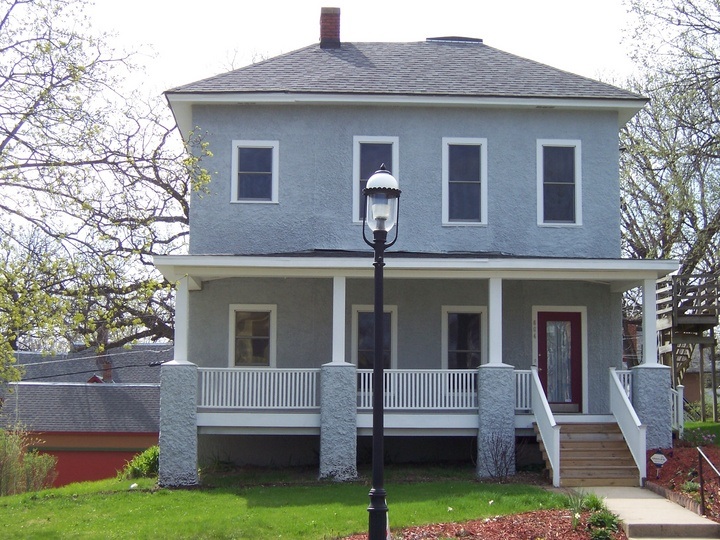 A house painted blue