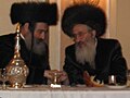 (from the left): Grand Rabbi Naftali Horowitz, Kruly Rebbe; Grand Rabbi Yaakov Yitzchak Friedman, Ulemer Rav, both scions of the Spinka dynasty