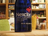 A closeup of a bottle of Nexcite