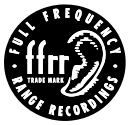 circular trademark showing a human ear next to the letters ffrr; a border reads "Full Frequency Range Recording".