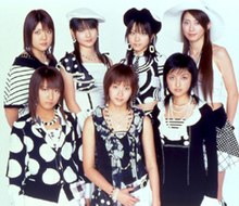 Morning Musume Otomegumi, 2004. Top row (L to R): Makoto Ogawa, Sayumi Michishige, Reina Tanaka, Kaori Iida Bottom row (L to R): Nozomi Tsuji, Miki Fujimoto, Rika Ishikawa