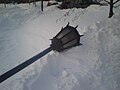 Fallen lamp post in Colchester, Vermont at Saint Michael's College