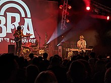 In concert in 2023 (left to right: Richard March, Fuzz Townshend, James Atkin)