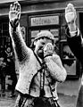 Image 9 German occupation of Czechoslovakia Photo credit: Völkischer Beobachter A crying Sudeten woman salutes Adolf Hitler as German forces sweep into Czechoslovakia, October 1938. Originally published in the Völkischer Beobachter, it supposedly showed the intense emotions of joy which swept the populace as Hitler drove through the streets of Cheb, 99% of whose inhabitants were ardently pro-Nazi Sudeten Germans at the time. In contrast, when the photo was published in the U.S., it was captioned, "The tragedy of this Sudeten woman, unable to conceal her misery as she dutifully salutes the triumphant Hitler, is the tragedy of the silent millions who have been 'won over' to Hitlerism by the 'everlasting use' of ruthless force." It is unknown what the true circumstances surrounding the photo are. More featured pictures