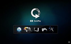 User interface of HP QuickPlay 3.7 for Windows Vista