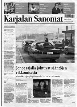 Karjalan Sanomien etusivu lokakuussa 2008.