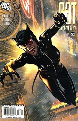 קאטוומן, כפי שהיא מופיעה על עטיפת החוברת Catwoman Vol. 3 #73 מינואר 2008, אמנות מאת אדם יוז.