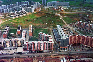 Vista aerea del quartiere nel 1980